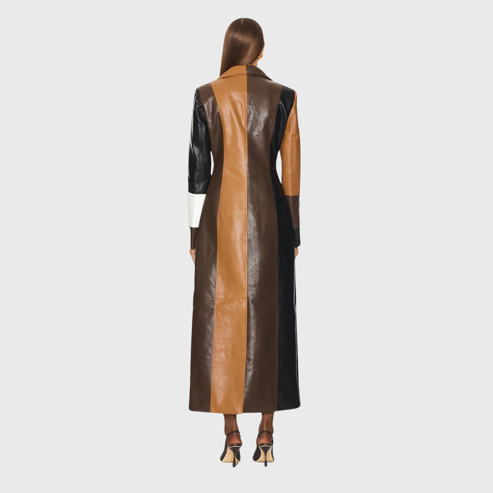 Michele™ Elegant Long Faux Leather Coat