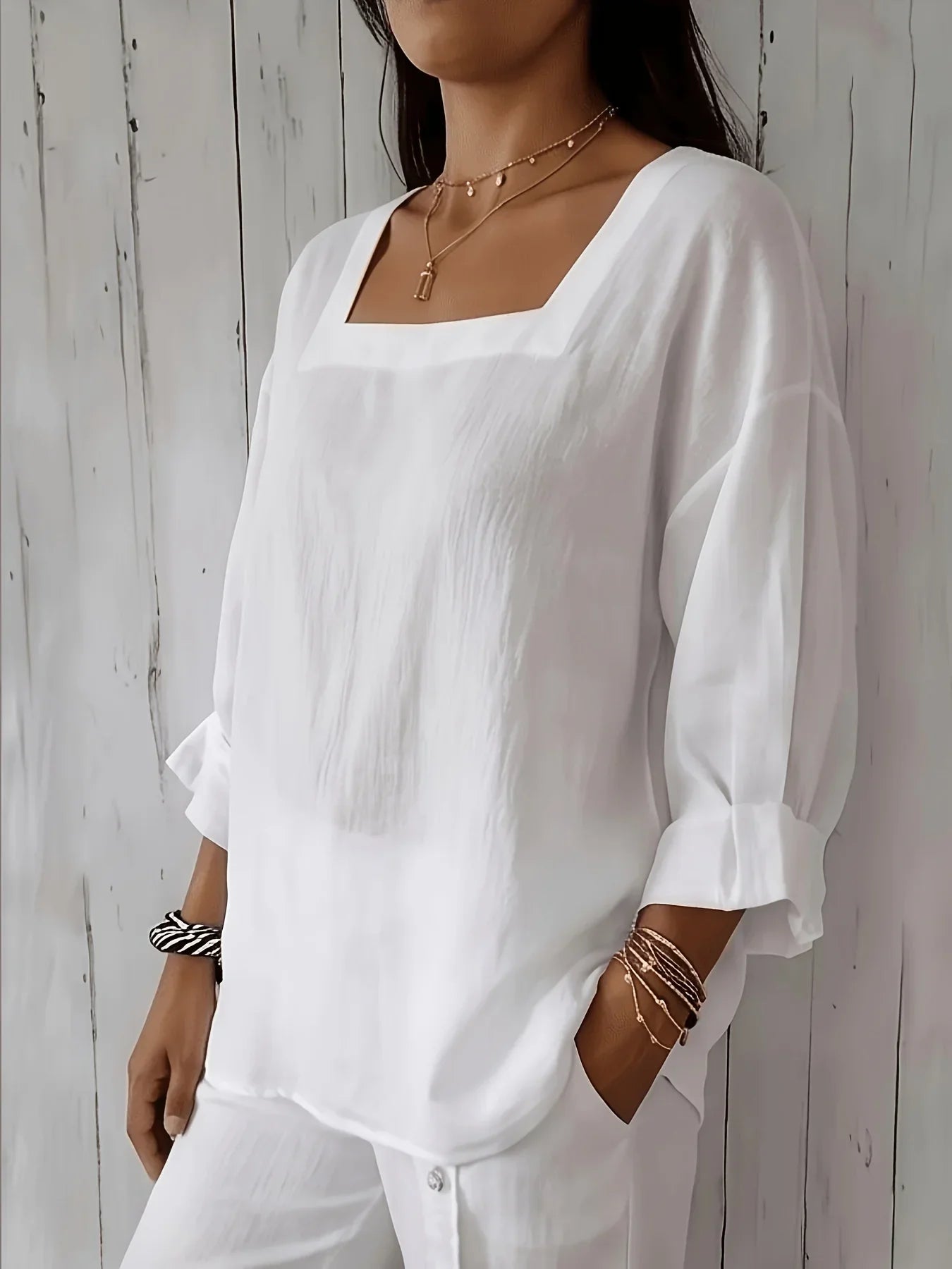 Sabrina - Relaxed Square Neckline Blouse