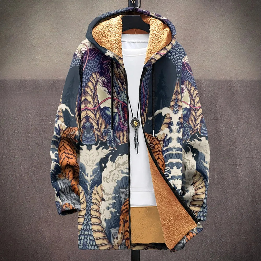 Freya™ | Tiger Tapestry Fleece-Lined Hooded Coat