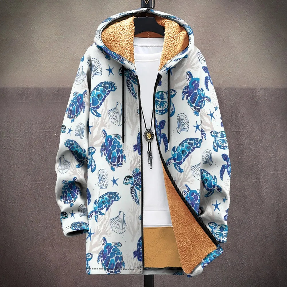 Marina™ | Coastal Turtle Fleece-Lined Hooded Coat