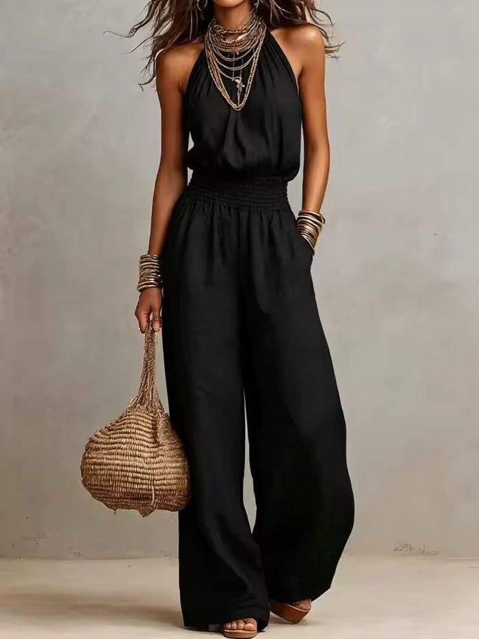 VALERIA | HALTER WIDE-LEG JUMPSUIT