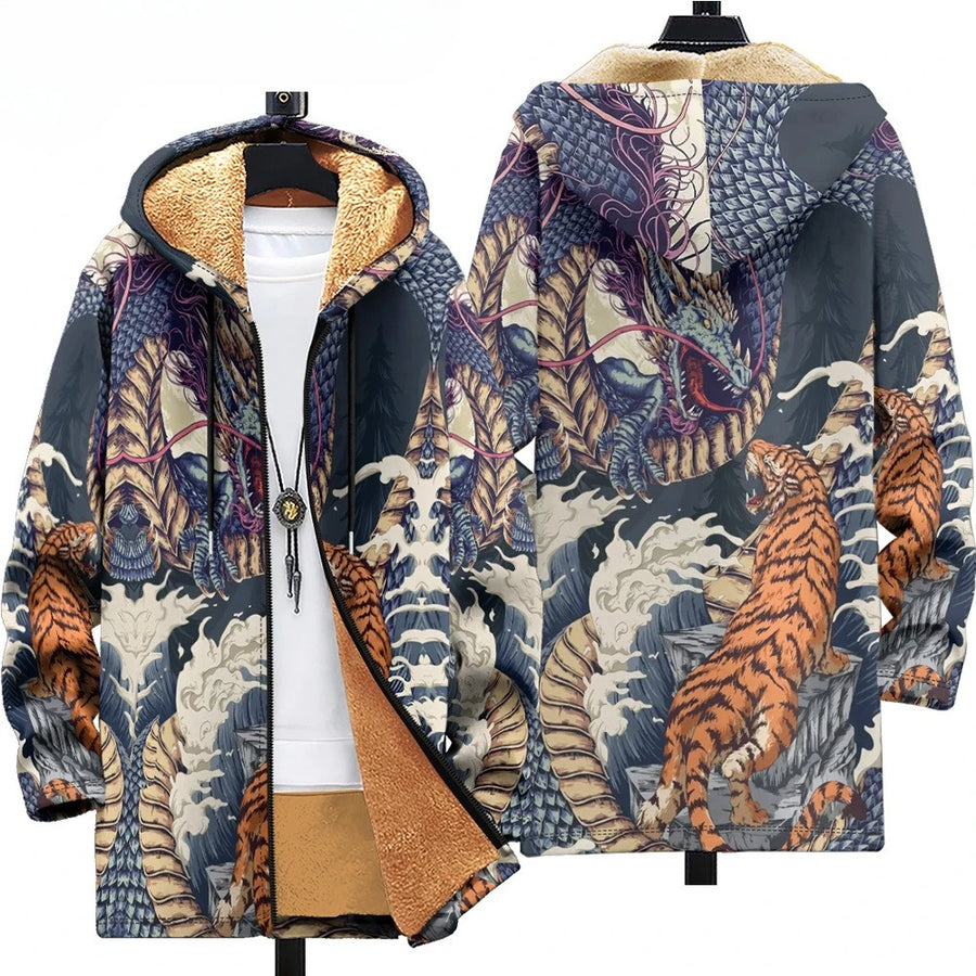 Freya™ | Tiger Tapestry Fleece-Lined Hooded Coat