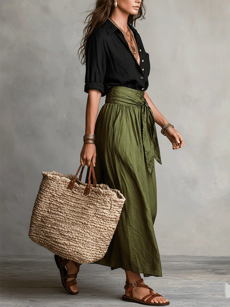RIVER | SHIRT & MIDI SKIRT SET