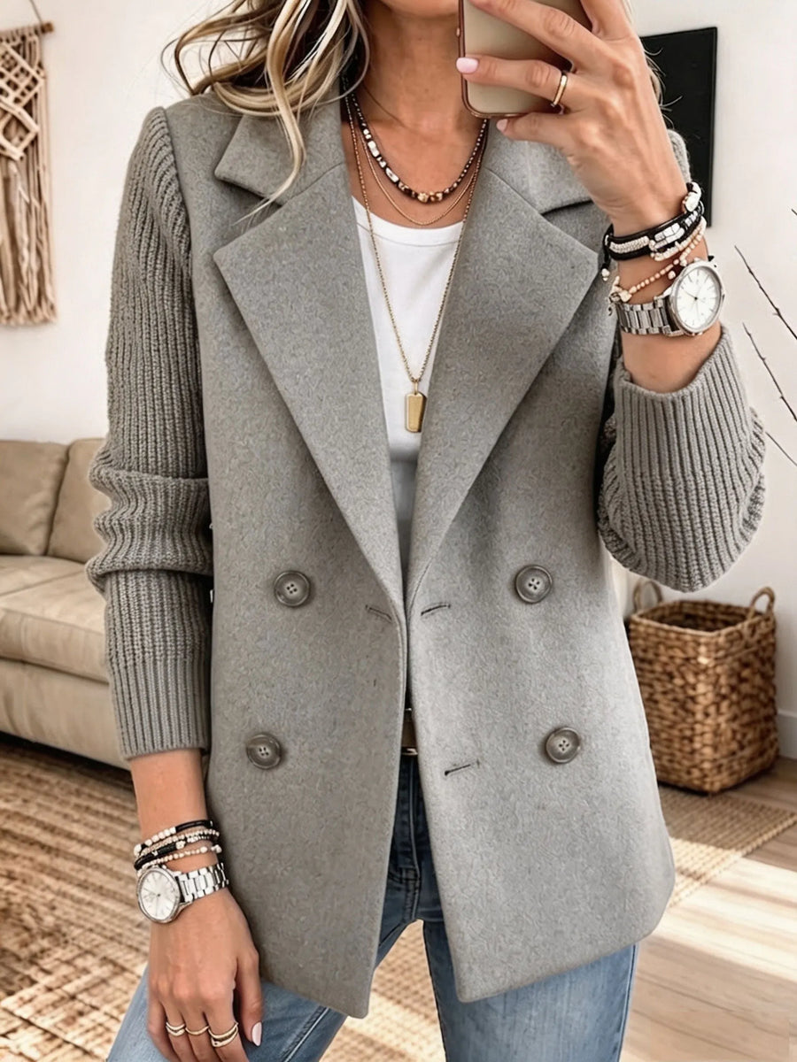 Carla™ Two-Tone Ribbed-Sleeve Blazer