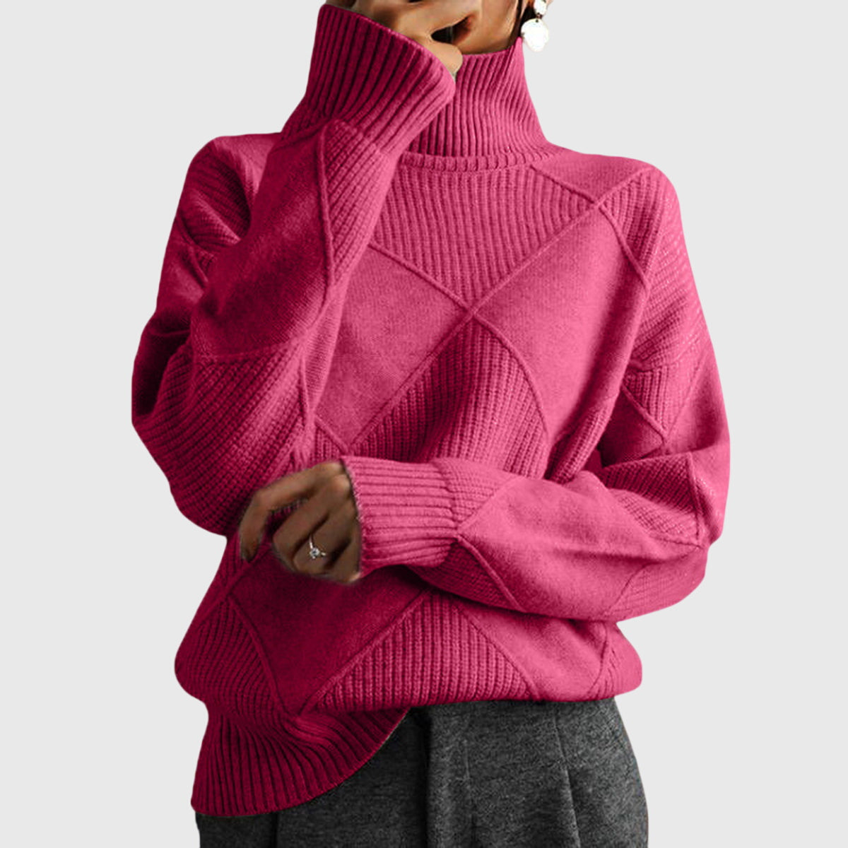 Annelise | Diamond-Knit Turtleneck