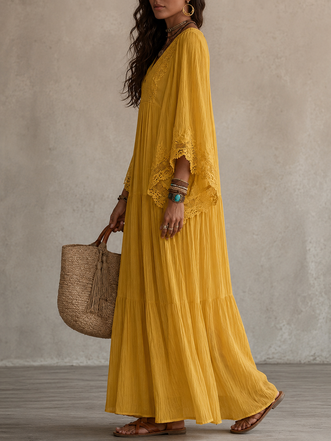 Colette™ Lace Trim Kaftan Maxi Dress
