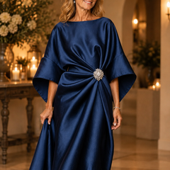 Ivonne draped evening gown worn by model