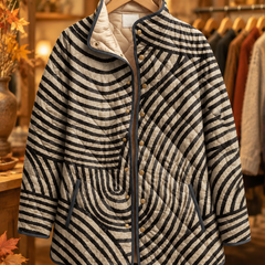 Inaya retro circle design quilted jacket on hanger, autumn boutique