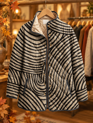 Inaya retro circle design quilted jacket on hanger, autumn boutique