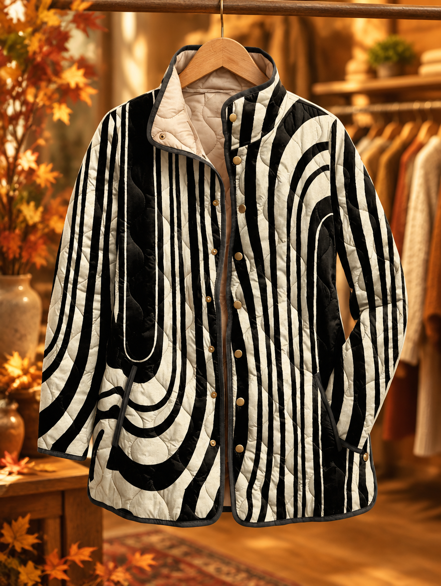 Soraya geometric quilted jacket on hanger, autumn boutique