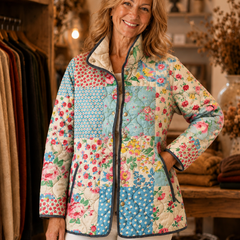 Zarae floral quilted jacket worn by model (extra)