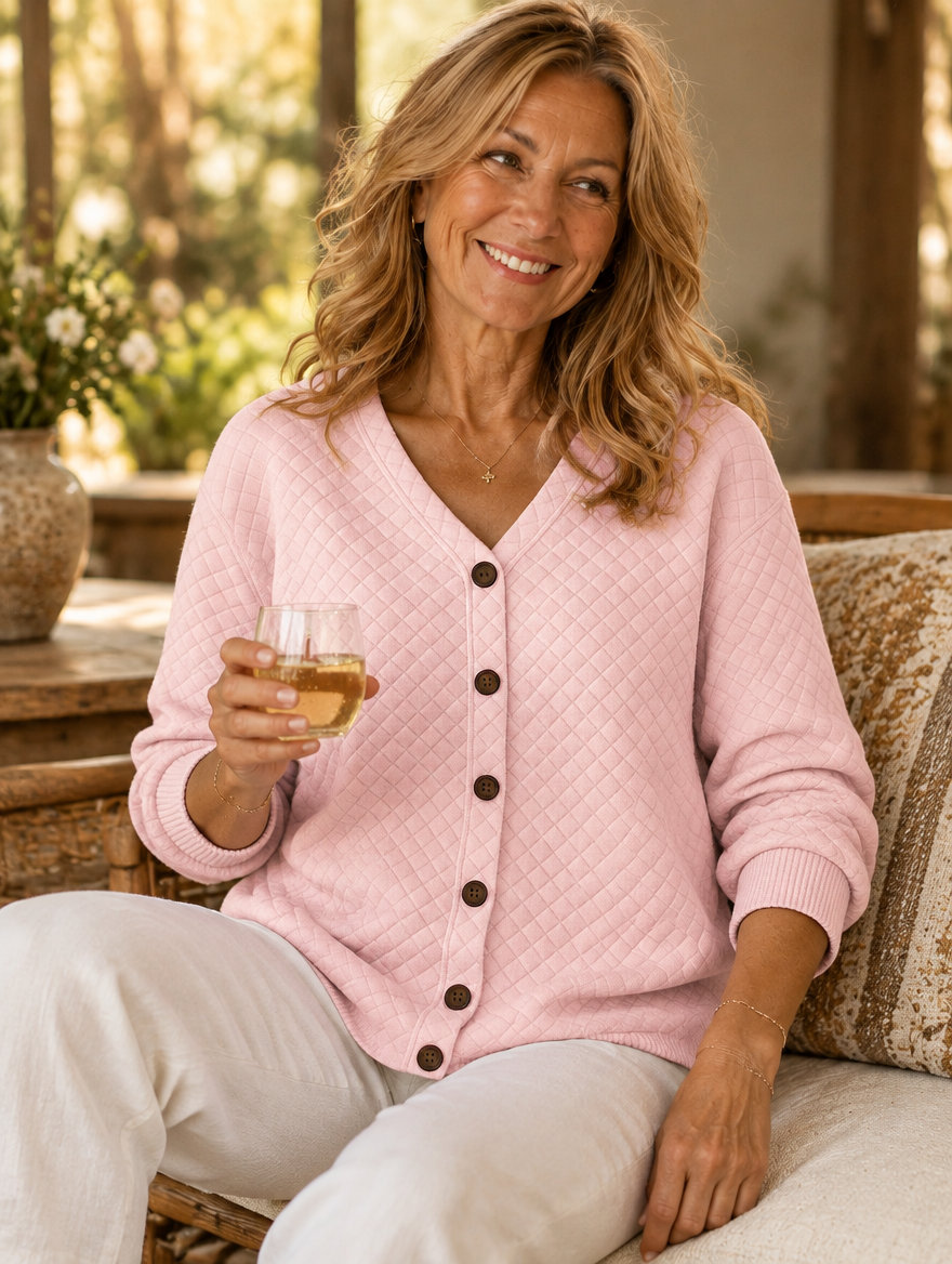 Karen™ | Quilted Button-Front Cardigan