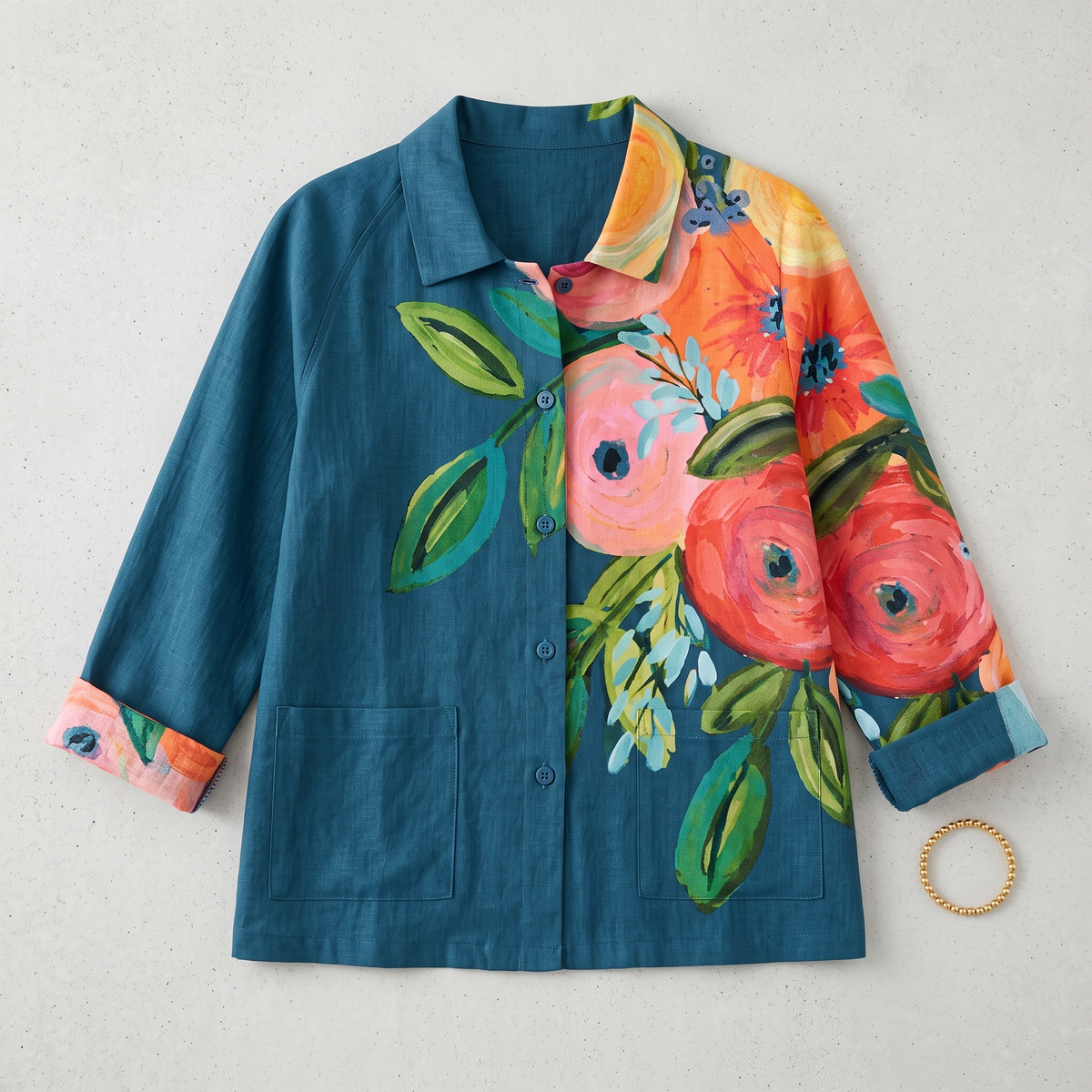 Persephone blouse flat-lay showing the full floral print