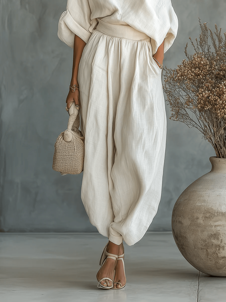 LUCIANA | OFF-SHOULDER LINEN BLEND SET