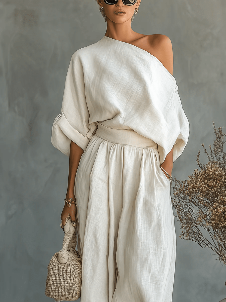 LUCIANA | OFF-SHOULDER LINEN BLEND SET