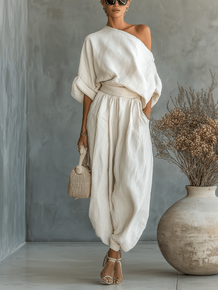 LUCIANA | OFF-SHOULDER LINEN BLEND SET