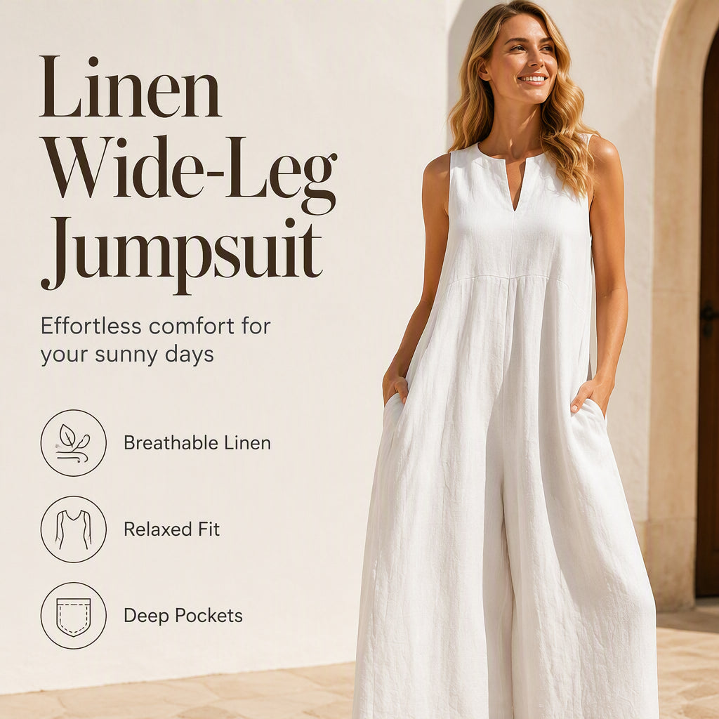 Elara™ | Relaxed Wide-Leg Jumpsuit with Pockets