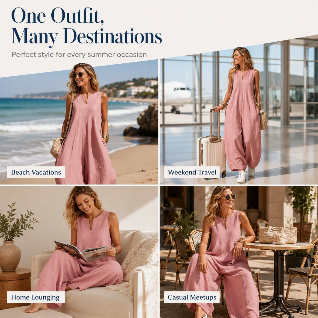 Elara™ | Relaxed Wide-Leg Jumpsuit with Pockets