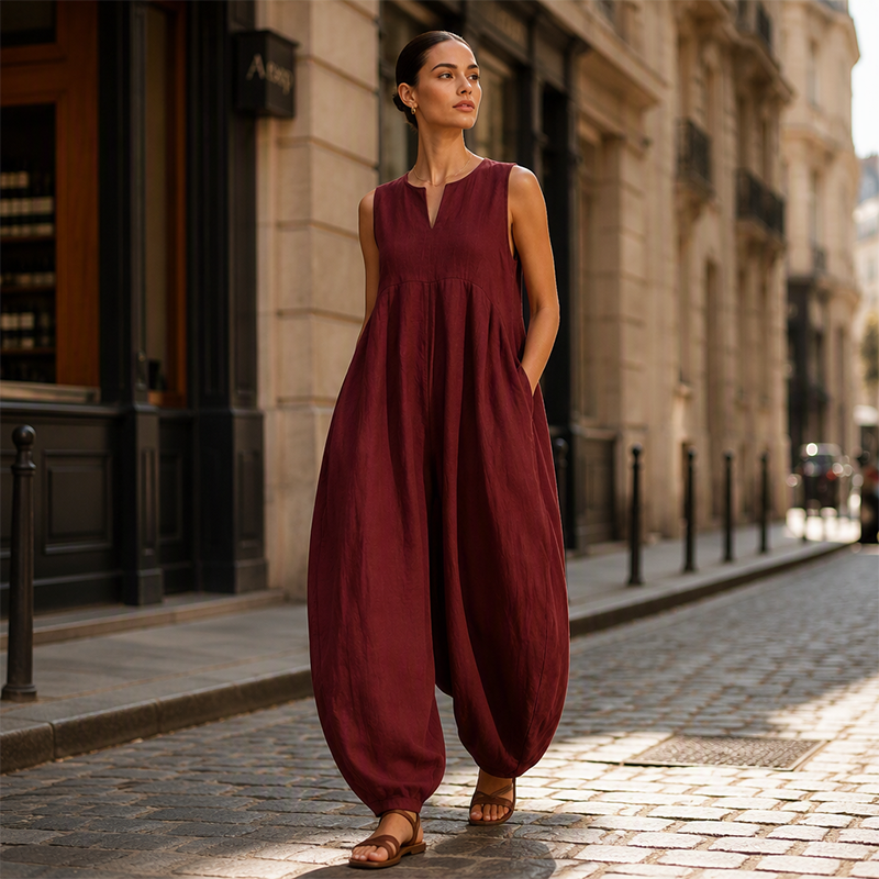 Elara™ | Relaxed Wide-Leg Jumpsuit with Pockets